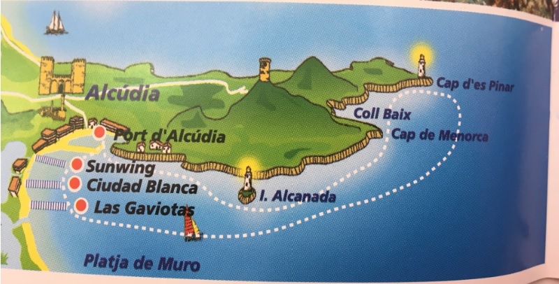 Route of Glass Bottom Boat Trip in Alcudia