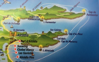 Route of a boat trip around the Cap Formentor