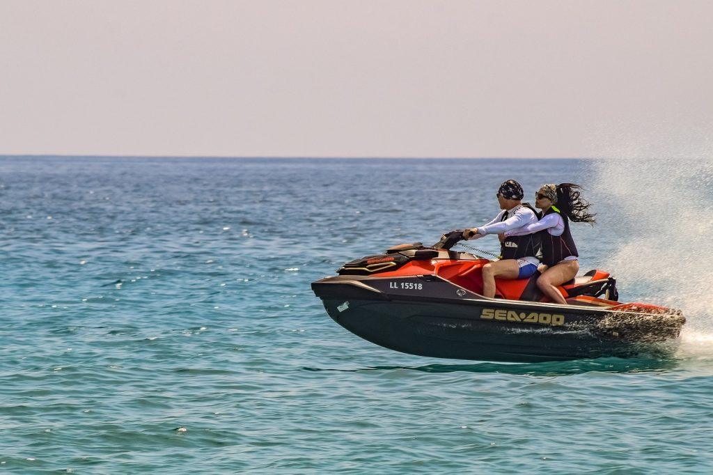 Couple enjoying Jet Ski Tour on Valentine's Day