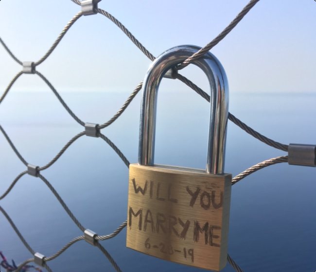 One of the padlock on the Es Colomer Viewpoint