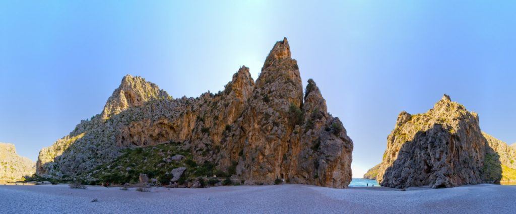 View of one of the best beaches in Mallorca named Torrent de Pareis Beach
