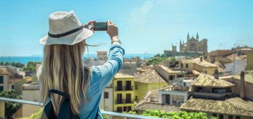 Tourist is taking pictures in Palma de Mallorca