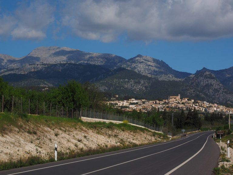 View from the road on Selva in Mallorca and Tramuntana Mountains